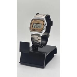 Casio Digital Mens Classic watch Stainless steel band Tan Khaki face A158WEA-9